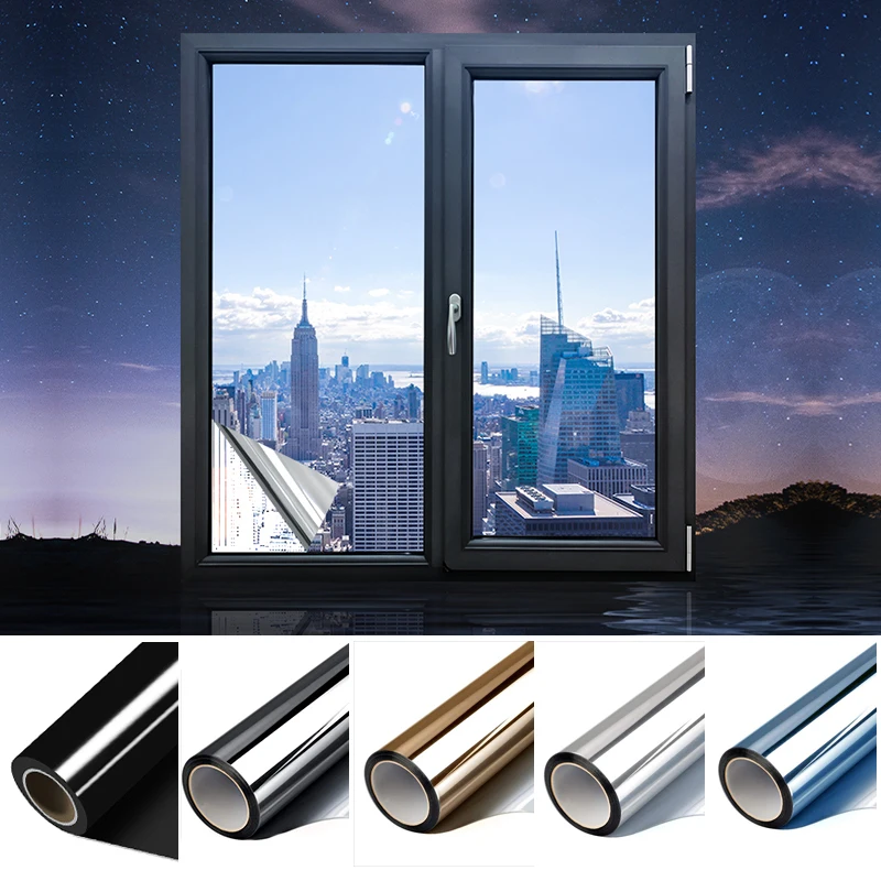 Single mirror film privacy glass sticker reflecting ultraviolet ray solar reflective film self-adhesive window film for home