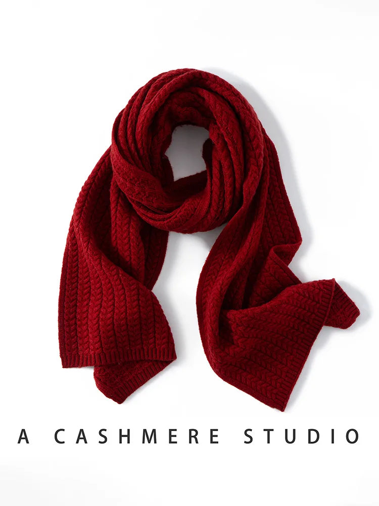 

Luxury Simple Women's Solid Color Jacquard Scarf Autumn Winter 100% Cashmere Knitted Soft High Quality Present Cashmere Scarves