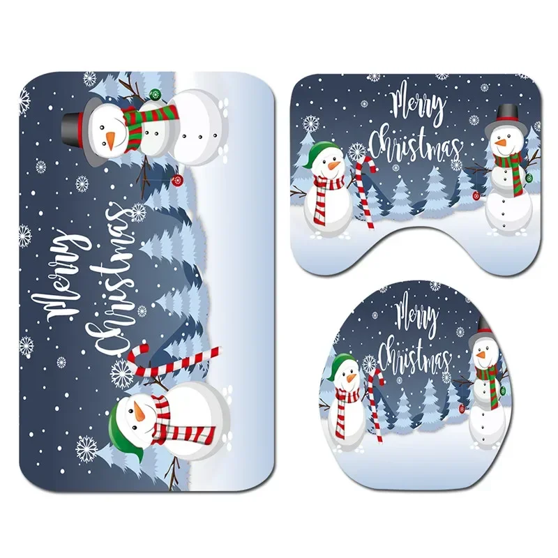 

Набор из трех предметов с героями мультфильмов Marry Christmas, пьедестал для ванной комнаты с 3D принтом, коврик для унитаза, набор ковриков для ванной, Прямая поставка 08