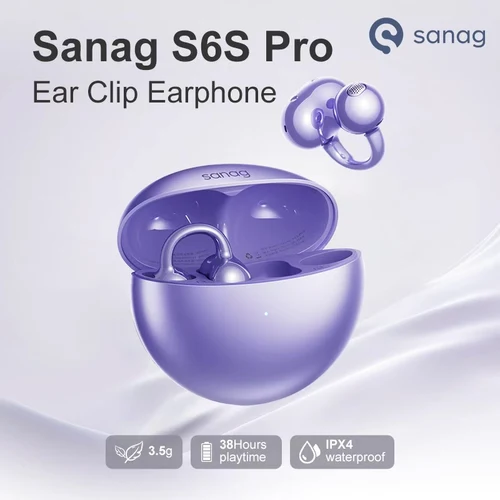 Sanag S6S Pro FreeClip auricular abierto Clip para la oreja sonido estéreo 3D Bluetooth 5,3 36H tiempo de reproducción OWS auriculares deportivos IPX4 impermeables