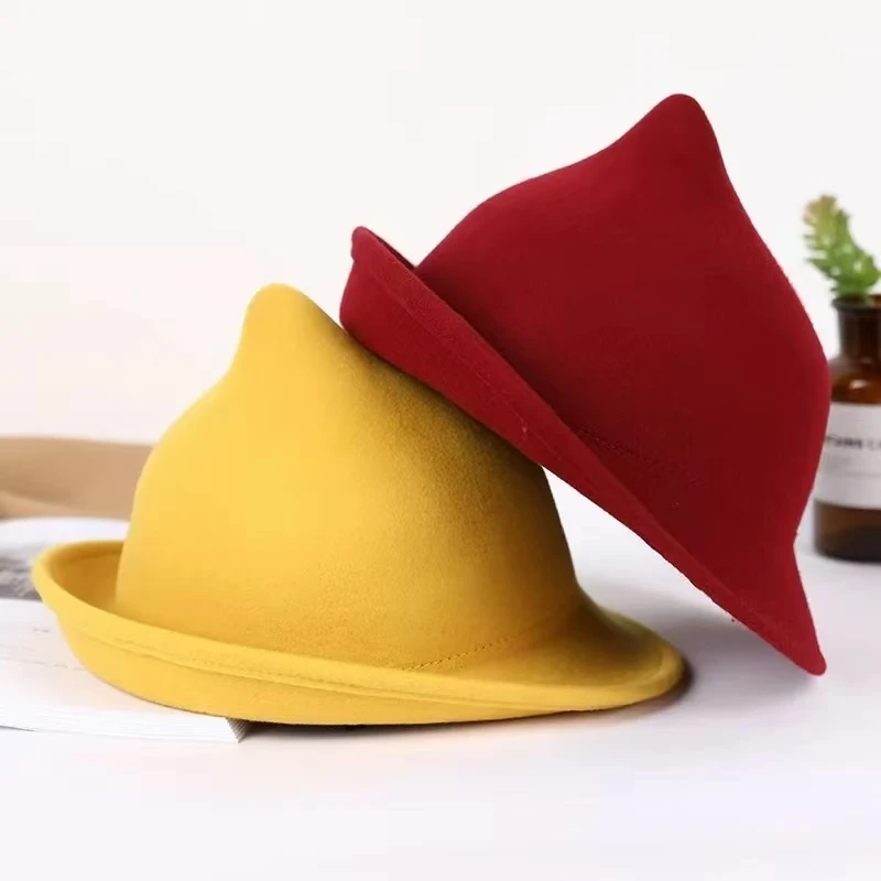 2025  100% Wool Modern Witch Hat Halloween Winter Thick Warm Elegant Cap for Christmas Party Costume Accessories