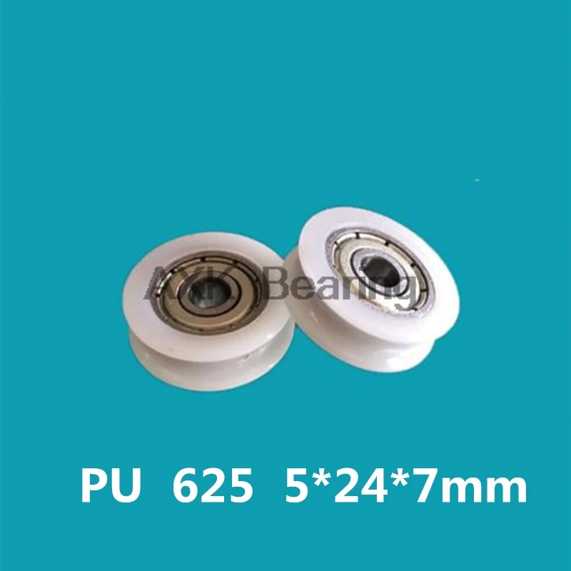 

10 pcs U Nylon plastic Embedded 625 Groove Ball Bearings 5*24*7mm Guide Pulley