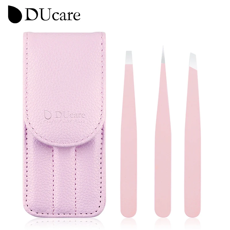 DUcare Eyebrow Tweezers 3D Eyelash Extension Tweezer 3pc Stainless Steel Hair removal tweezers Eyebrow Clips Removal Makeup Tool