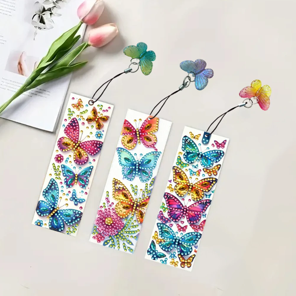 3Pcs Animal Patterns DIY Irregular Shaped Diamonds Diamond Painting Art Bookmarks for Beginners Ideal Choice for Home Office Use