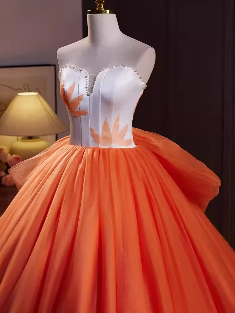 Vestidos De quinceañera para niña De 15 y 16 años, Vestido De baile con lazo, hombros descubiertos, naranja, árabe saudita, fiesta De graduación, ocasión