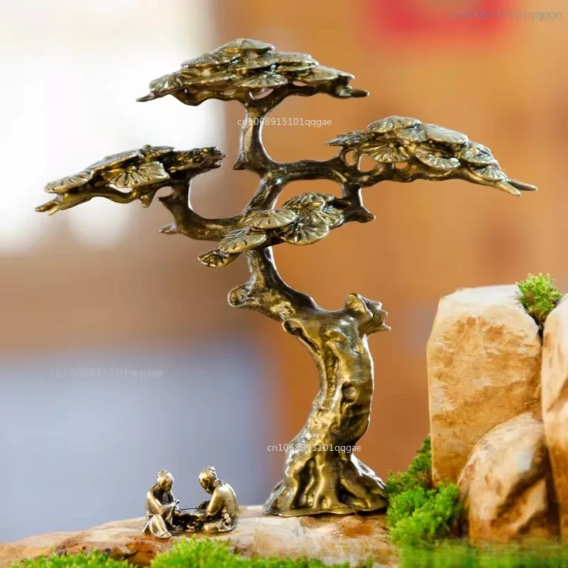 

Mini Welcome Pine Miniature Figurine Copper Small Faux Tree Decor for Bonsai Tree Statues Miniature Landscape Decorations