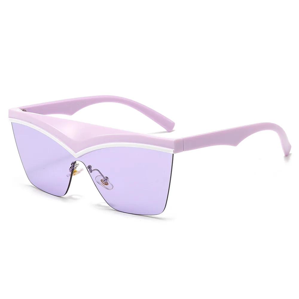 

Fashion Sunglasses Personality One-Piece Cat-Eye Ins Sunglasses Women's Street Shooting Contrast Color Trend Men's Retro Uv400 G