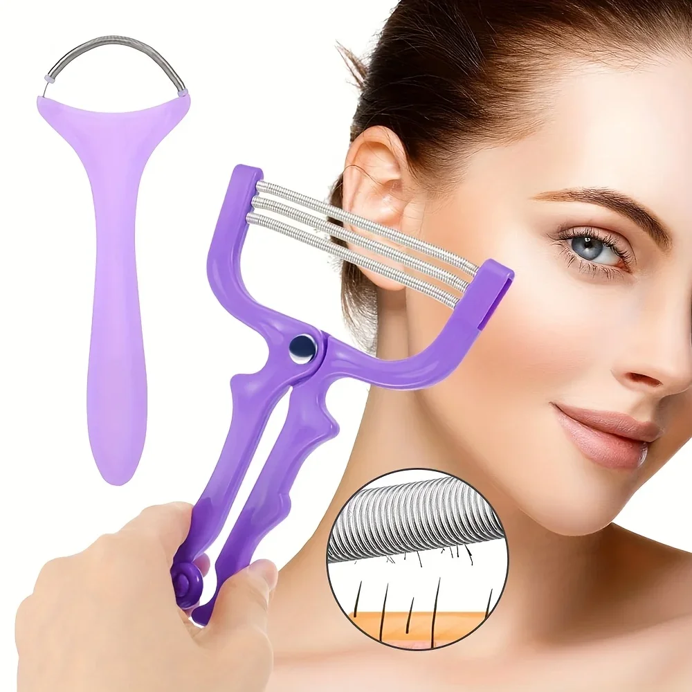 2pcs Portable Manual Hair Spring Remover for Women, Suitable for Face, Chin, Cheeks, Beard, Upper Lip - Facial Hair Remover Tool