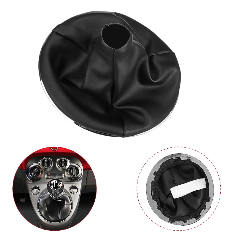 Leather Car Shift Gear Knob Lever Gaitor Boot Cover PU Leather For FIAT 500 500C 2007-2013 For PANDA 2003-2012