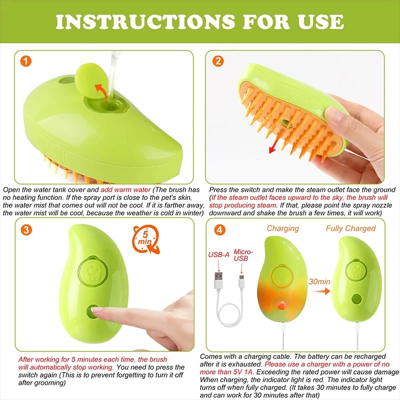 Pet Grooming Cat Brush Electric Spray Water Spray Kitten Dog Comb Soft Silicone Depilation Cats Bath Hair Brush Grooming Supplie image 5