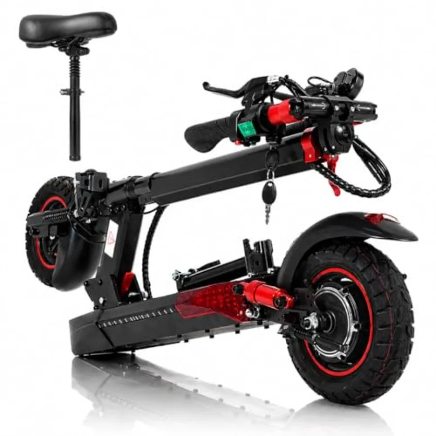 

Commuting electric scooter for adults, aluminum alloy frame, black, 800W motor, 26-mile range, 28 mph max speed, 10-inch off-ro