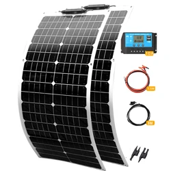 1-2X 50 Watt Solar Panel Kit 100W 12V Flexible Monocrystalline Photovoltaic solar plate Charger Solar Power Generation system