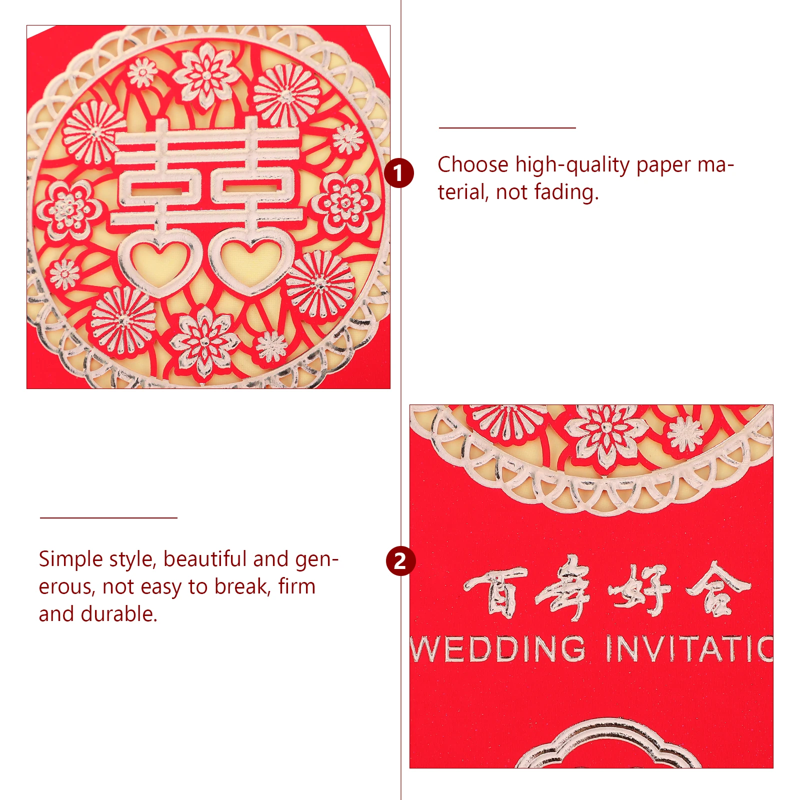 

10Pcs Wedding Invitation Cards Chinese Style Romantic Paper Invitations for Wedding Ceremony Anniversary Party