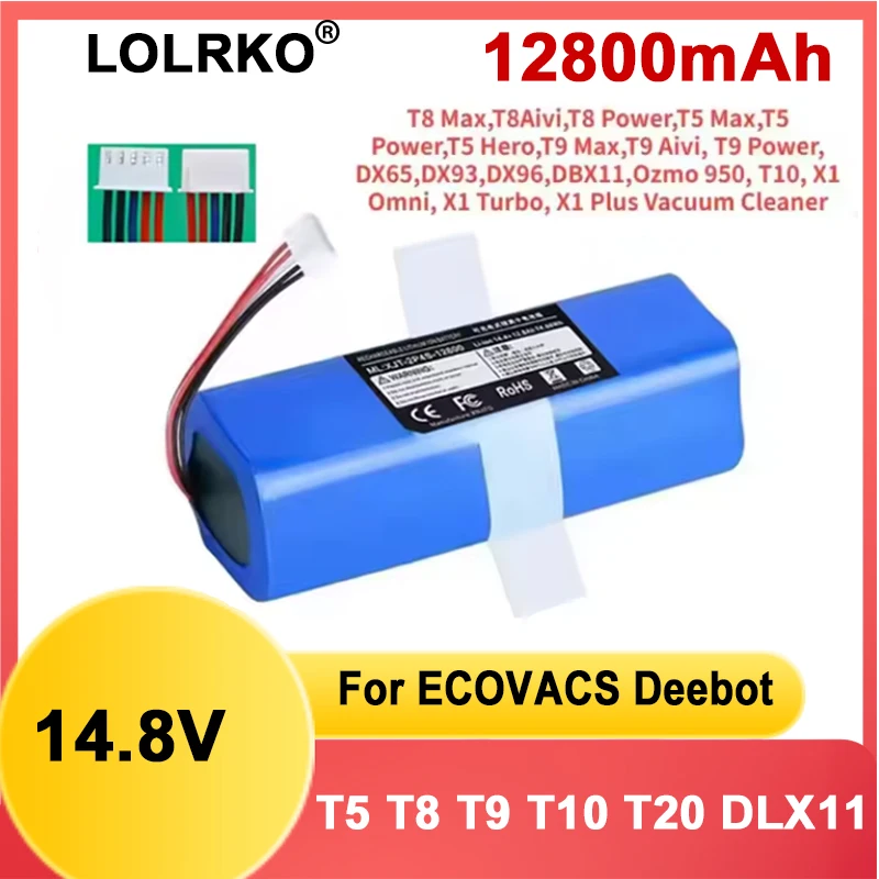 2026 14.8V 12800mAh battery For ecovacs deebot T5 T8 T9 T10 T20 DLX11 DLX13 DLN12 X1 X1omni X1turbo Sweeping Robot Battery