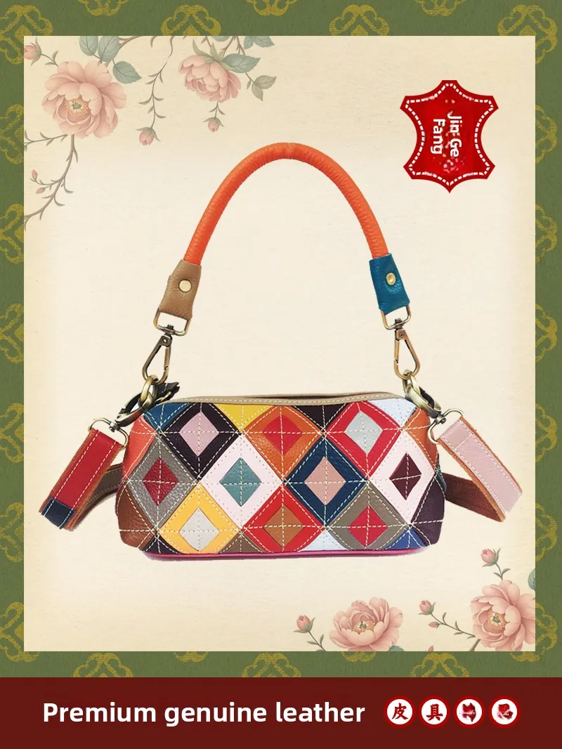 

Кожаная сумка премиум-класса, сумка для мобильного телефона, разноцветная клетчатая сумка, мягкая сумка-тоут ручной работы в британском стиле для женщин
