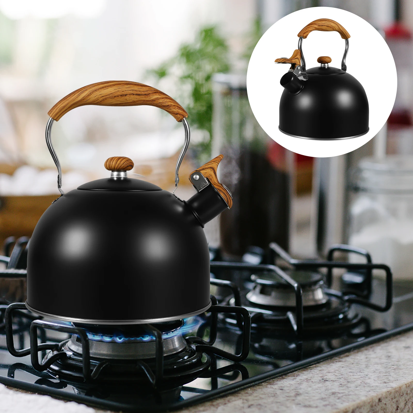 

1pc 2.5L Folding Handle Stainless Steel Whistle Kettle Kitchen Home Tea Water Boiling Eco-Friendly Rapid Heating Heat