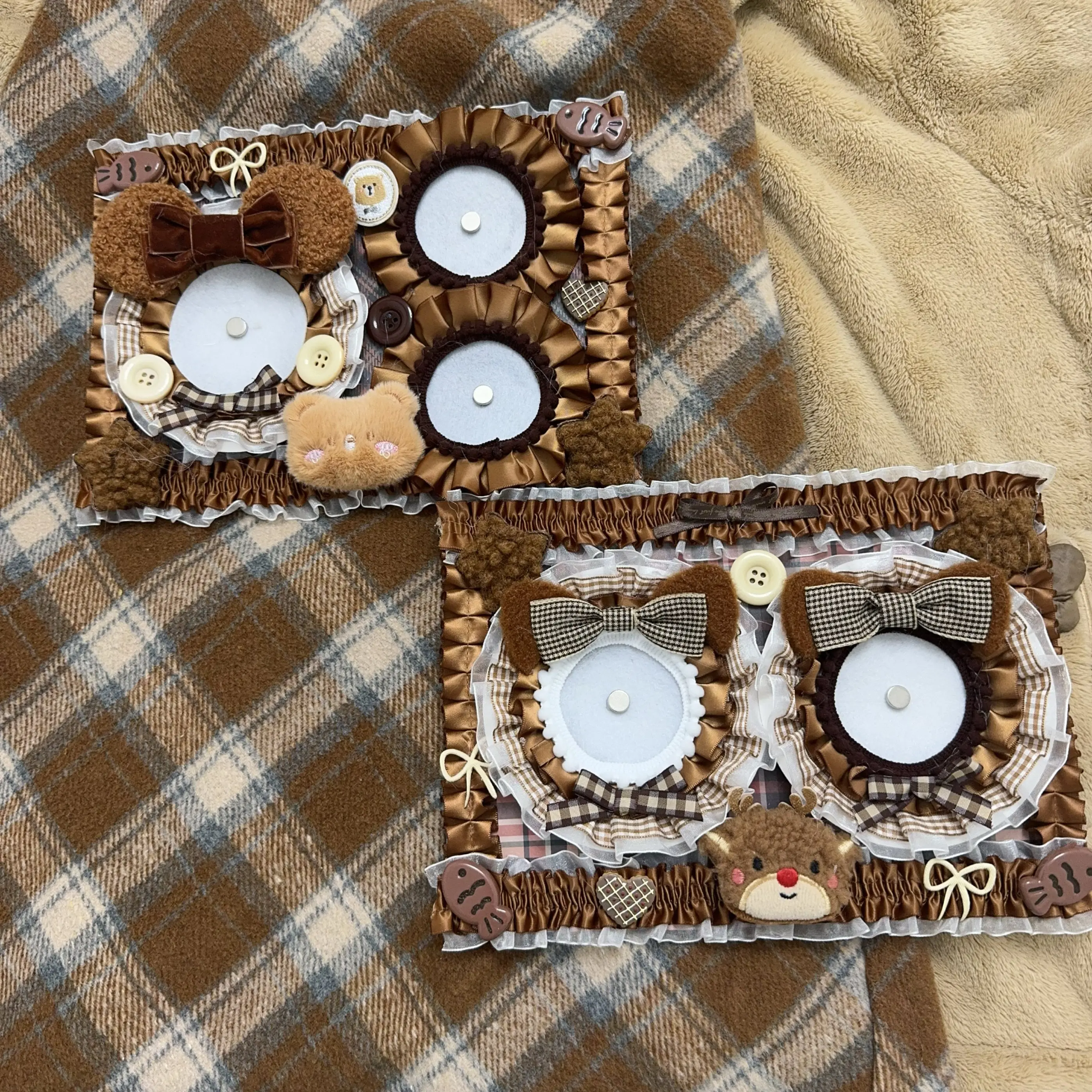Finished Pain Board Original Brown Plush Cute Bags Ornament Satin Brown Pain Board Ribbon Cute Valley Beauty Bag Accessories