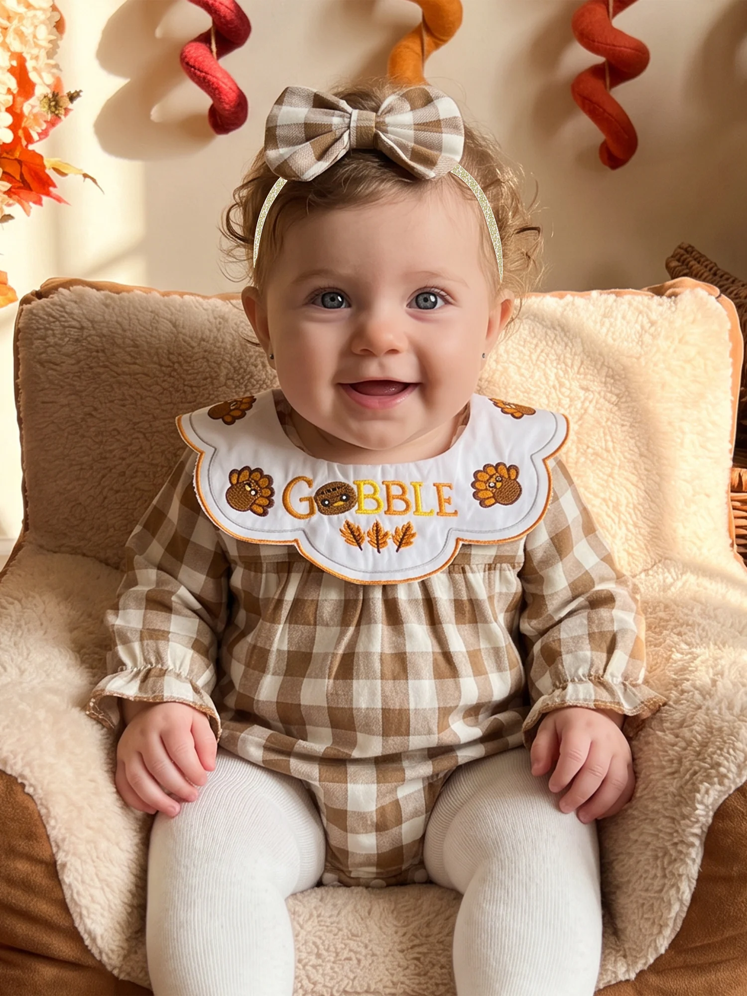 Collar-Romper Collar-Romper- Collar Holiday Outfit Puff Infant Girl Outfit Sleeve Doll Girl-Holiday-Outfit Premium