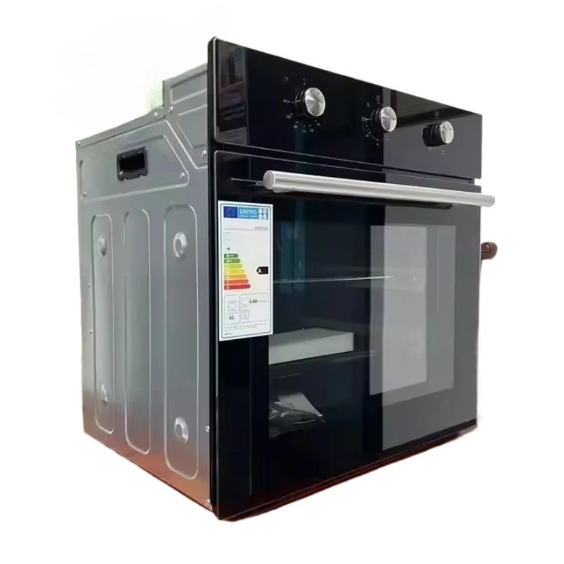 63L Built-in Electric Oven Multifunctional 4 Functions Kitchen Baking Appliance Large Capacity Pizza Cooker Energy Class A Black