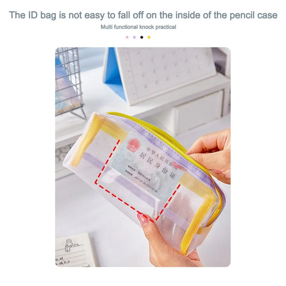 Simple Mesh Pencil Case Large Capacity Multilayer Stationery Bag Pen Bag Student
