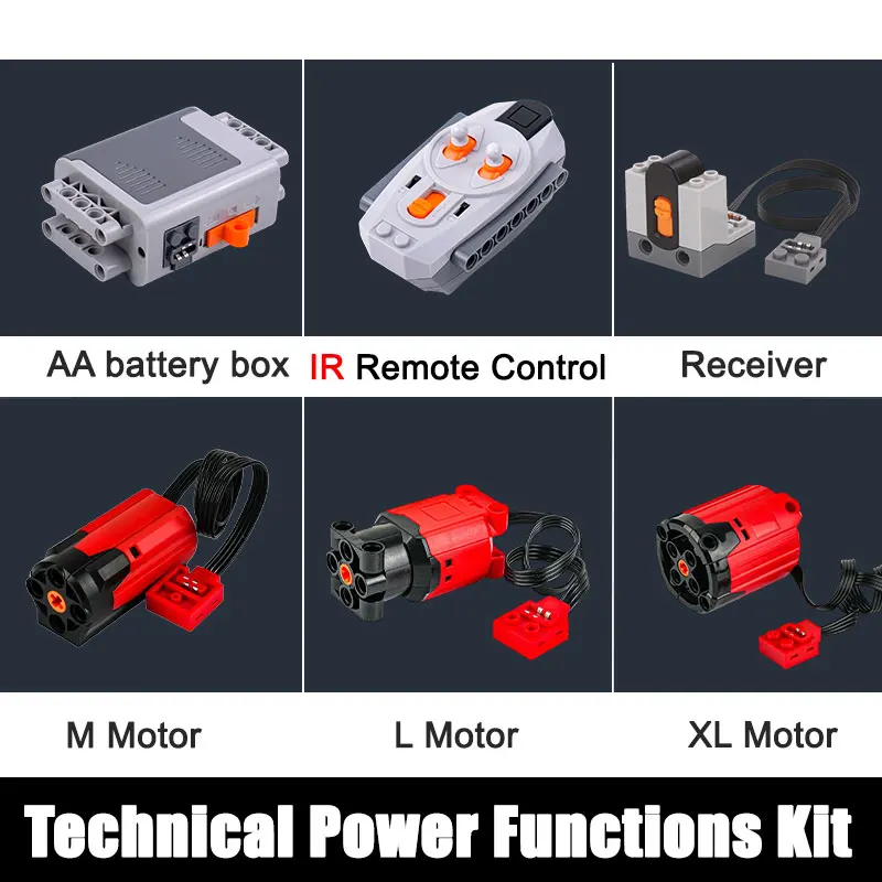 Bloques de Construcción Tecnológicos MOC M/L/XL/Servo Motor 88003, Juego de Funciones de Potencia con Control Remoto, Caja de Baterías, Ladrillos de Juguete Eléctricos