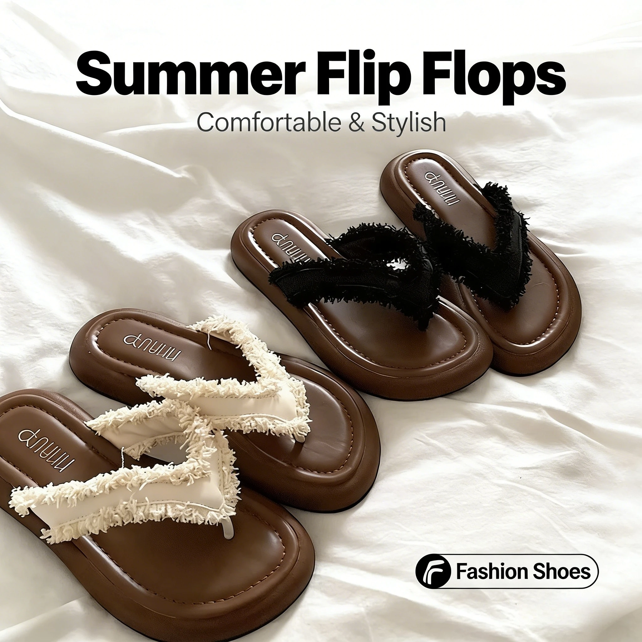 

Модные повседневные шлепанцы с бахромой для женщин - Повседневные плоские сандалии-вьетнамки для лета, пляжа и нарядных образов