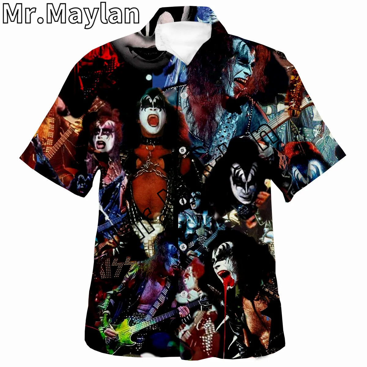 Rock Kiss Band 3D Printed Shirt Hawaii Shirt Men Summer Short Sleeve Shirt Men Shirts 2023 Oversized 5XL shirt Chemise Homme-198