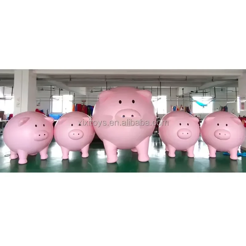 Custom Pink Inflatable Piggy Bank Helium Balloon LED Light Up Airtight Model For Outdoor Promotion Events Decorations Large