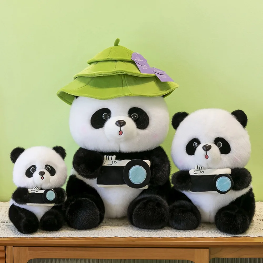 

Simulation Cuddly Panda Plush Toys Soft Kawaii Panda Holding Camera Doll Fluffy Stuffed Panda Doll Children