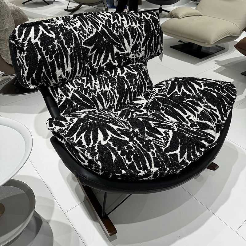 เก้าอี้โซฟาเดี่ยวสไตล์นอร์ดิกหรูหรา หมุนได้ ปรับเอนได้ รูปทรงไข่ แบบโยก