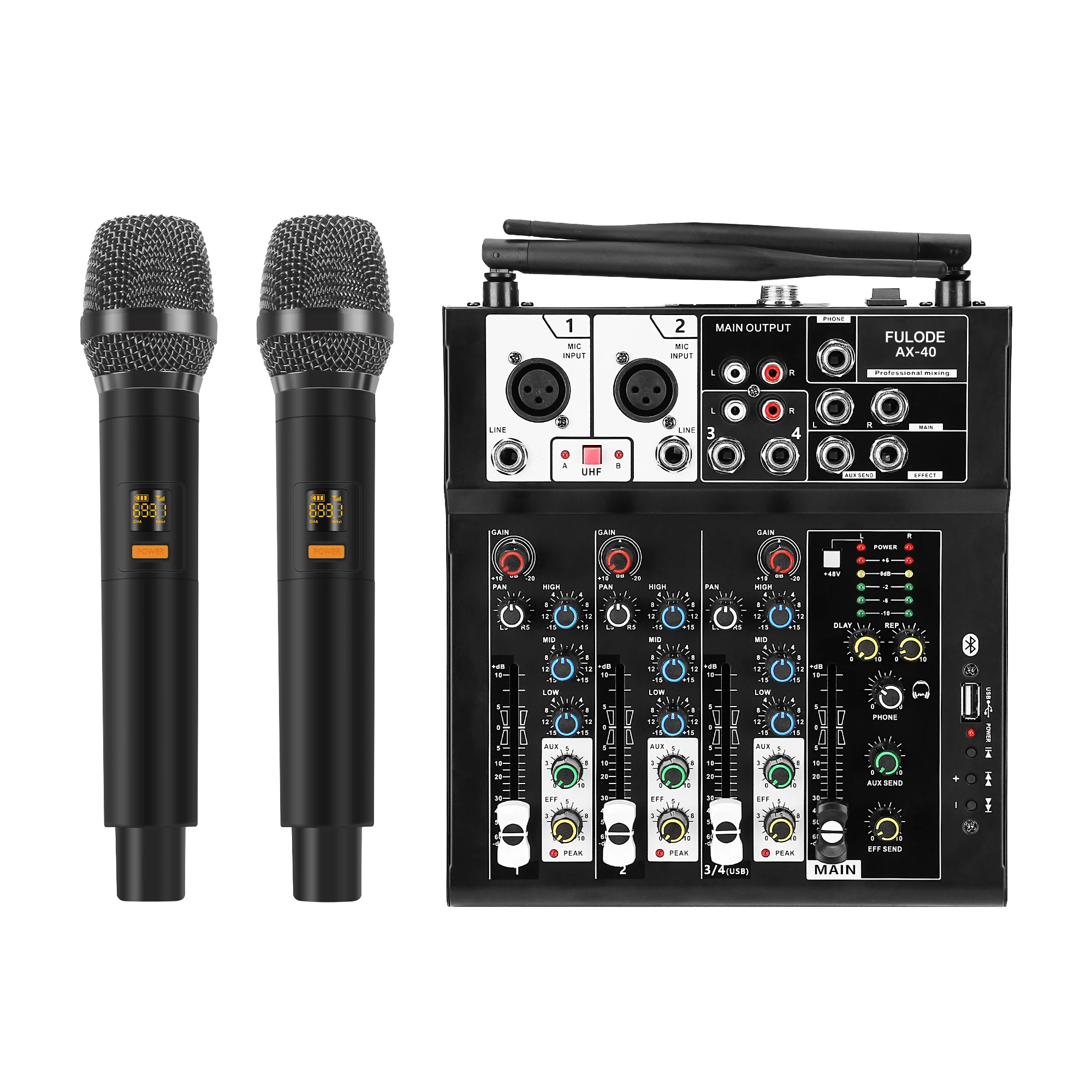 FULUODE AX-40 Mixer and microphone kit with professional sound effects adjustment and real-time sound quality optimization