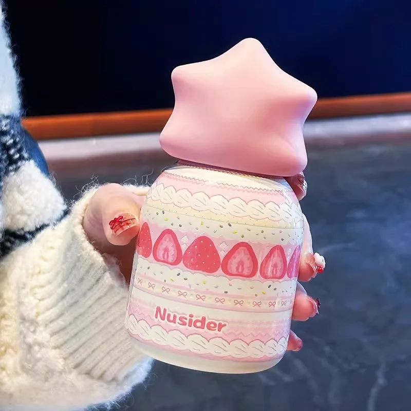 

Kawaii Strawberry Thermos Bottle 300ml Mini Cute Star Tumbler Cup For Hot Cold Tea Juice Matcha Stainless Steel Thermal Bottle