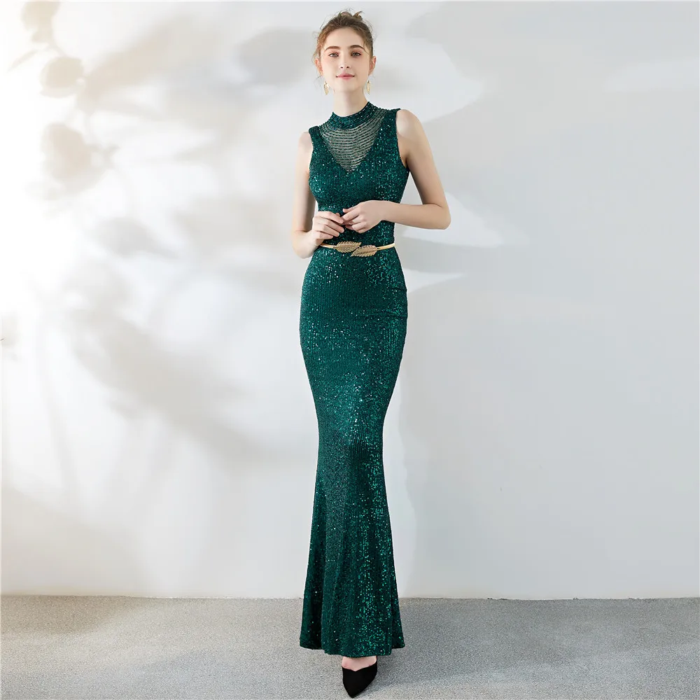 Women's Long Dress Sequins Maxi Evening Dress For Wedding Party