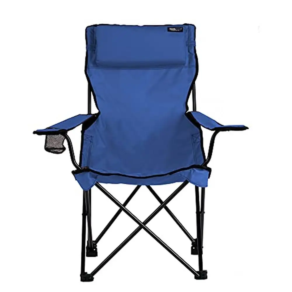 

Classic Bubba Folding Camping Chair with Adjustable Pillow Cup Holder and Padded Hand Rests Durable Steel Frame and Nylon Fabric