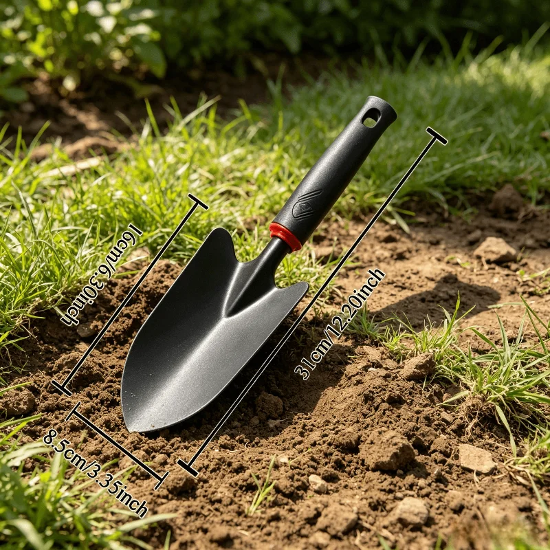 Metal Garden Trowel with Ergonomic Black Handle and Orange T
