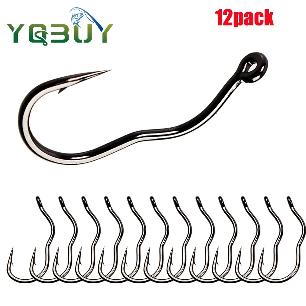 12pcs Fishing Flipping Hook Automatic Anti-Running Fish Anti-Drop Line Double Barb With Titanium Manganese Alloy Magic Handy