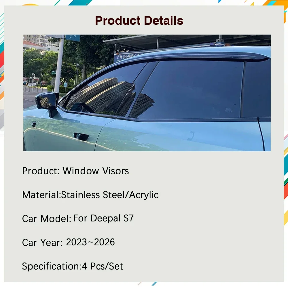 Car Rain Guards For Deepal S7 EV S07 2023 2024 2025 2026 Black Sun Rain Window Visor Weathershields Shade Cover Auto Accessories