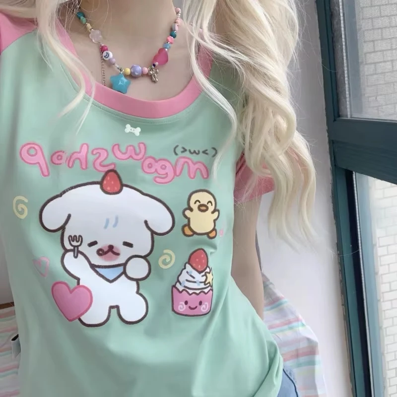 Y2k Cutecore 夏女性韓国日本原宿半袖 Egirl アニメ Tシャツ美的特大かわいい Tシャツトップス服 1