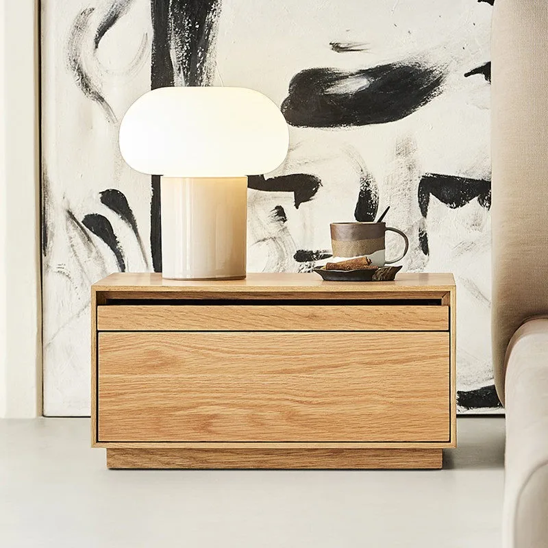 solid wood bedside table, log color natural wind multi-functional locker, bucket cabinet, small household bedside