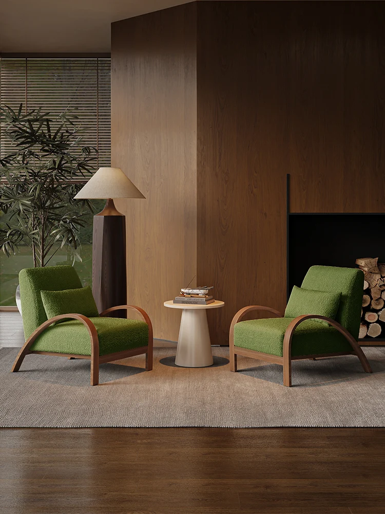 Wabi Sabi Wind كرسي أريكة فردي مصمم لغرفة المعيشة وشرفة B & B منطقة استراحة الفندق والاستقبال وطاولة واحدة وكرسيين