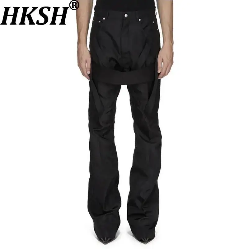 

HKSH Spring Autumn New Men Tide Dark Original RO Flared Strap Pants Cool Stiff Fabric Versatile High Street Safari Style HK25318