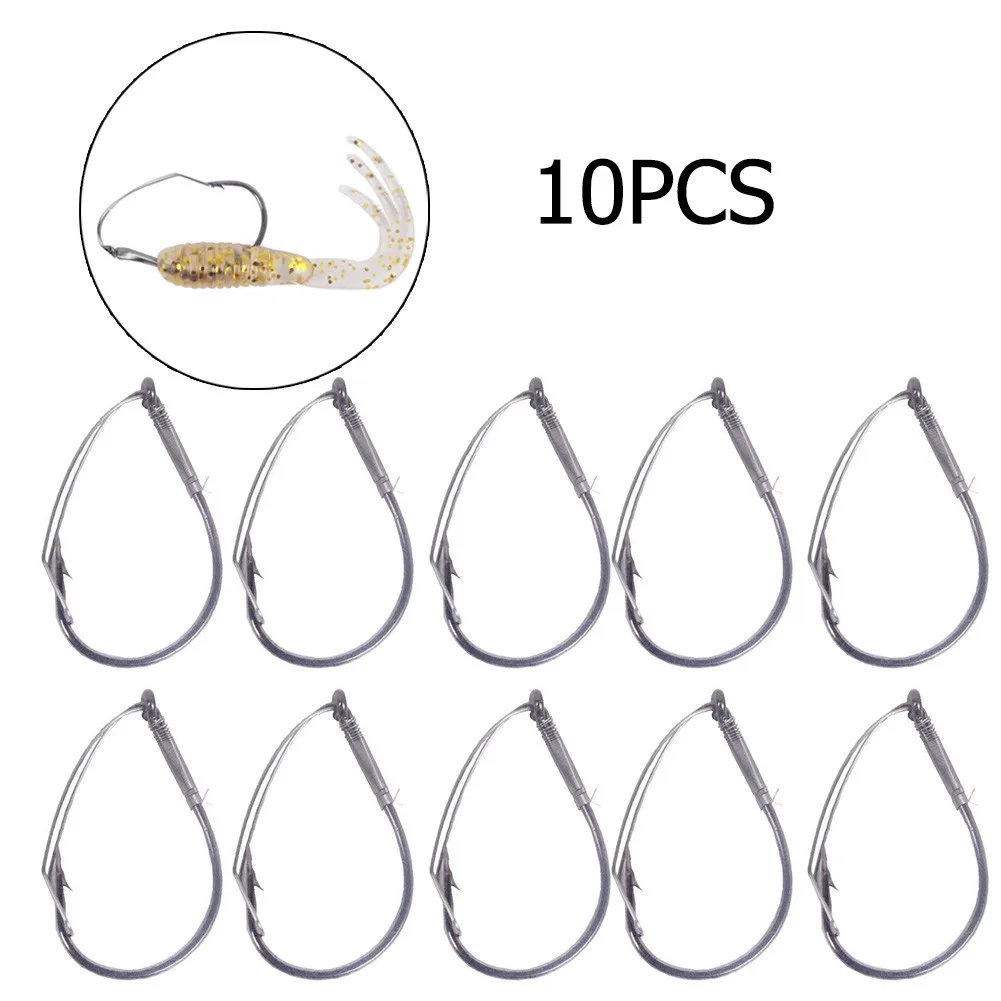 10 stücke High Carbon Stahl Wacky Rig Haken Angeln Zubehör Stecker Unkraut Stacheldraht Fishig Breite Lücke Haken Snap Angelhaken locken