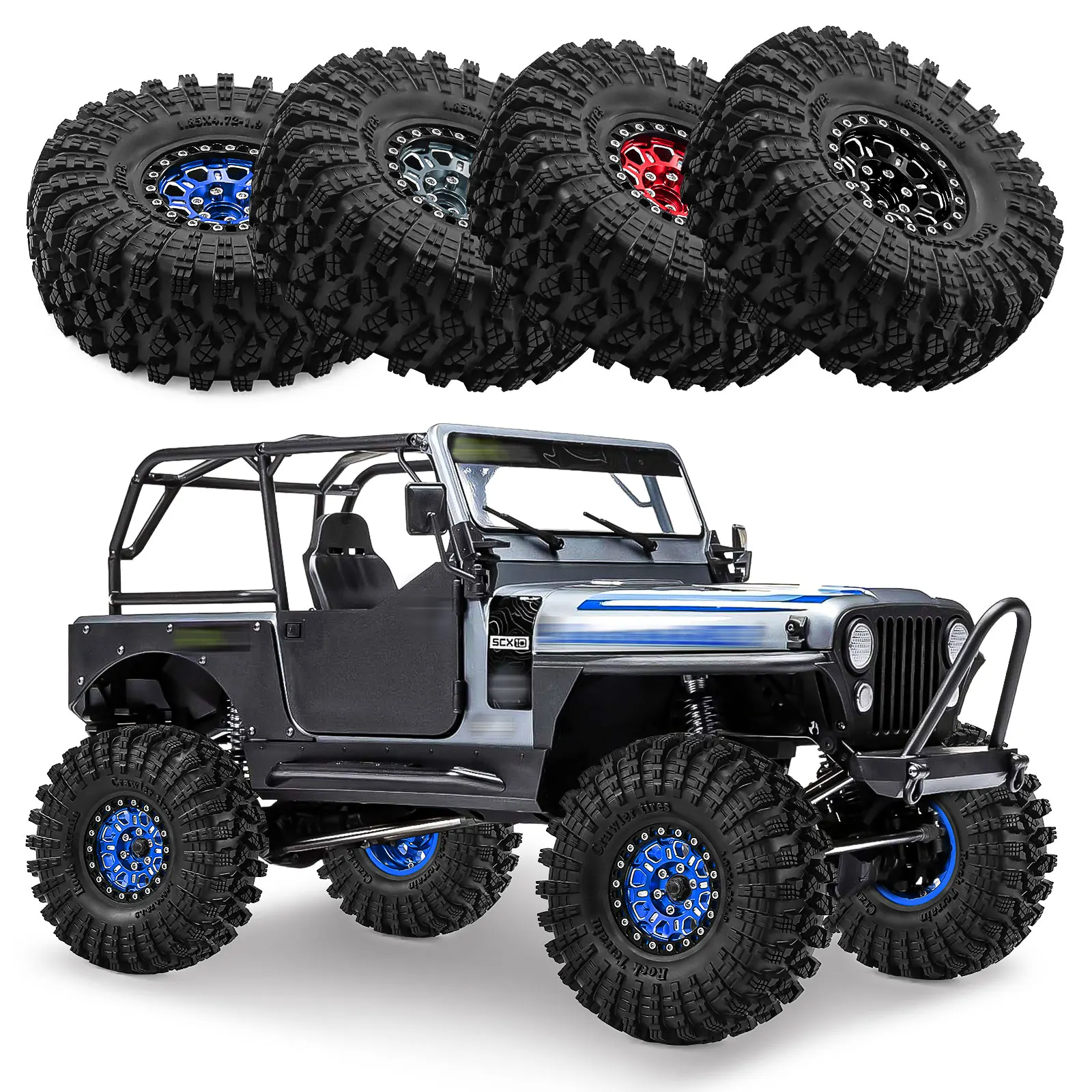 

1,9-дюймовый комплект колес и шин с замком для гусеничного автомобиля 1/10 SCX10 SCX10 II 90046 SCX10 III AXI03007 TRX4 TRX6 D90 VS4-10 Ge8 MST CFX