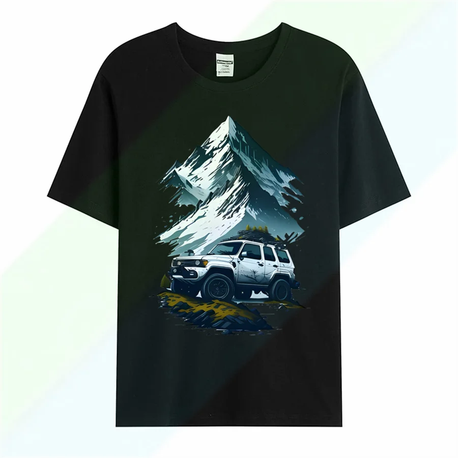 

2024 Mountain 4WD 4x4 Enthusiast T-shirt Pattern Summer Short Sleeve 100% Cotton S-3XL Cool Street Clothing T-shirt