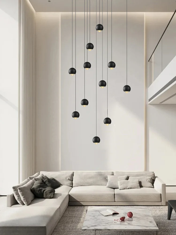 lustre moderno simples da escada do loft luzes artisticas duplex do pendente rotacao conduzida criativa droplight longo para o apartamento a vila e a escada 01