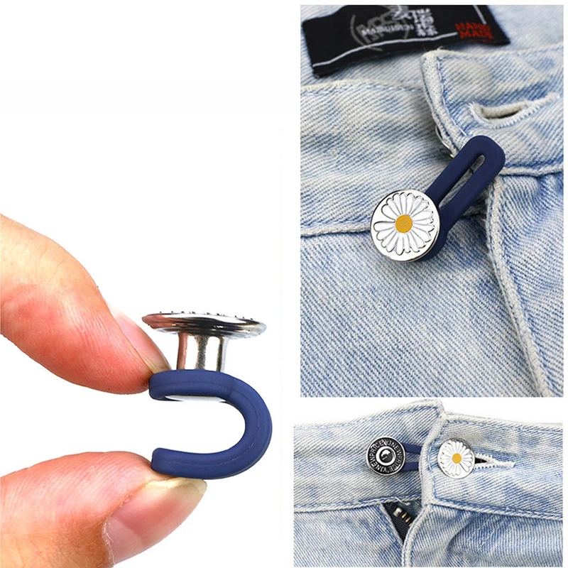 5 Stuks Metalen Knoopverlenger Naaivrije Gespen Voor Broek Jeans Verstelbare Intrekbare Taille Extenders Knoop Tailleband Expander