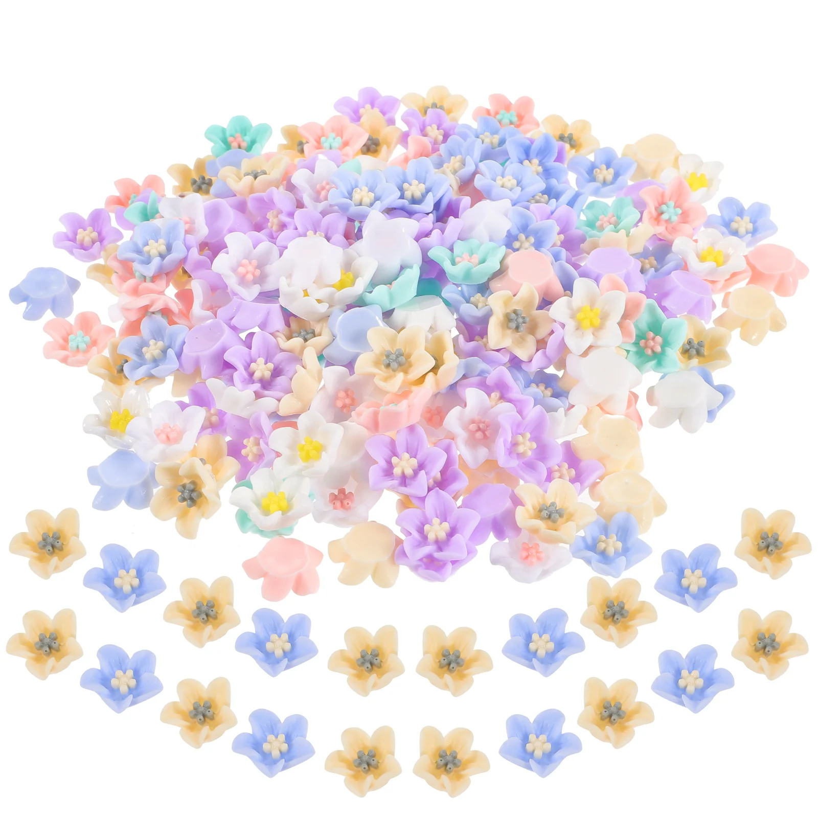 200 szt. żywicznych ozdób w kształcie kwiatów, unikalny delikatny wzór do rękodzieła DIY, akcesoria do dekoracji tekstyliów domowych, odzieży, etui na telefon, ozdoby do włosów.