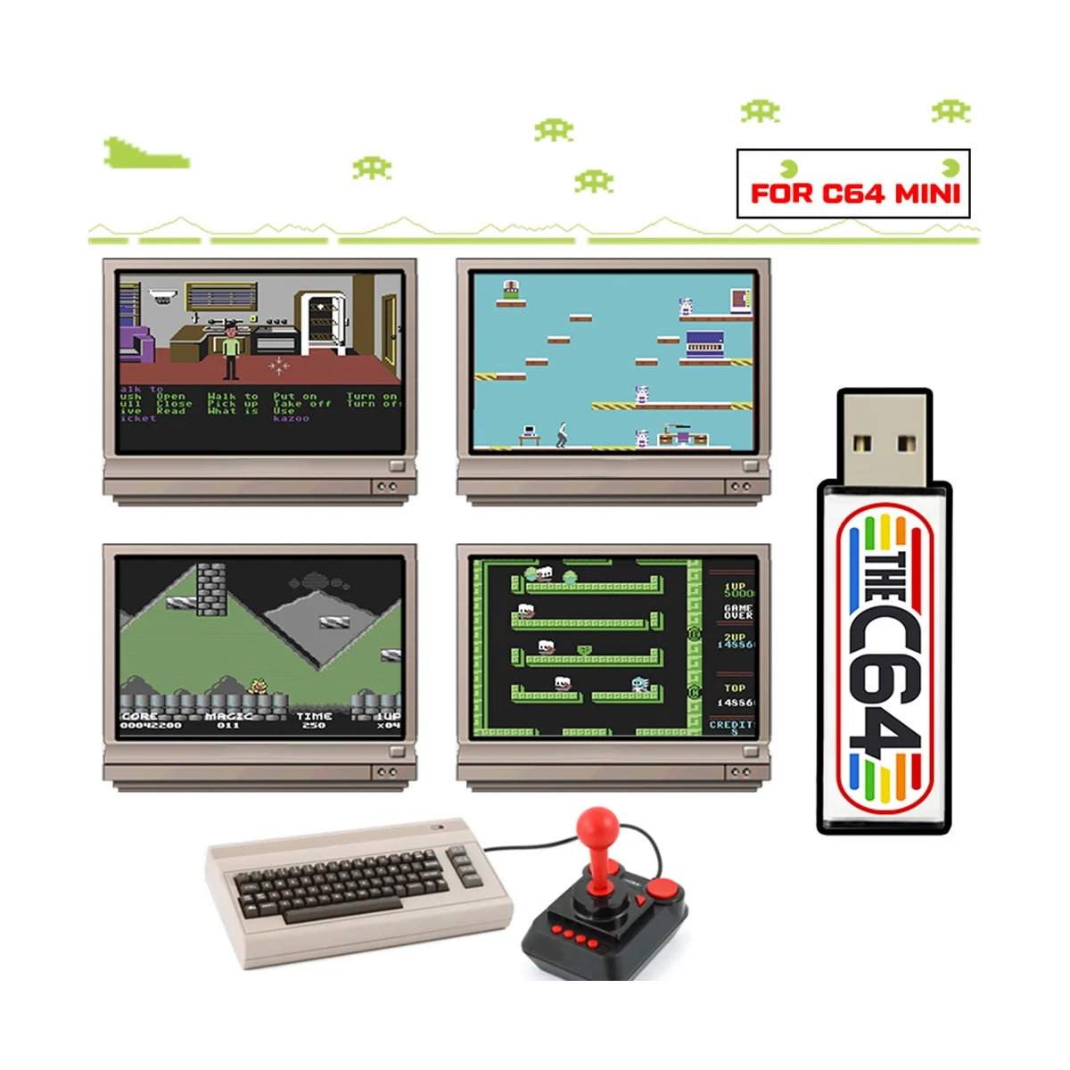 C64 Mini Retro Game Console Plug and Play USB Stick U Disk Game Disk with 5370 Games