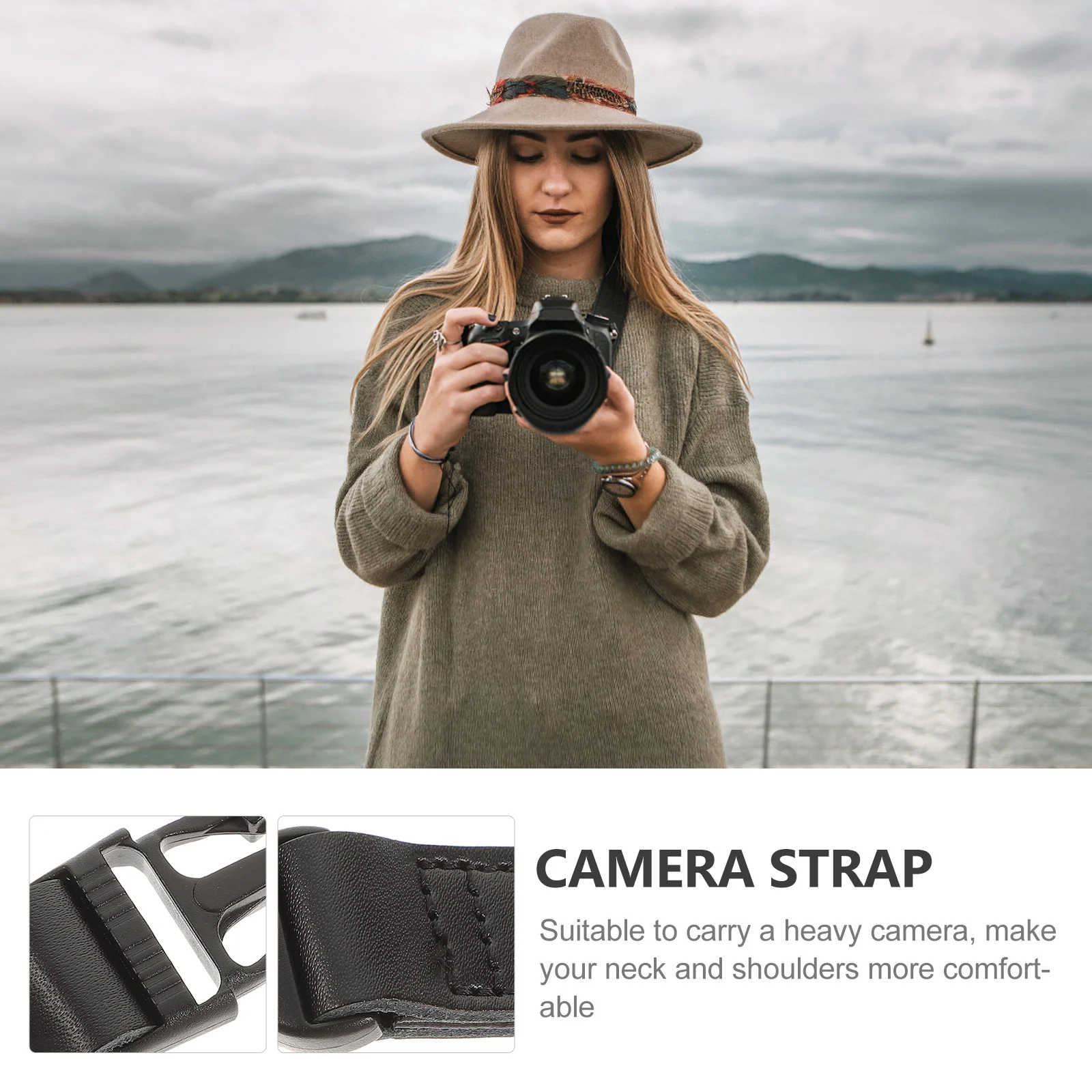 

Camera Strap Outdoor Multifunctional Shoulder Adjustable Heavy Duty Black for Man