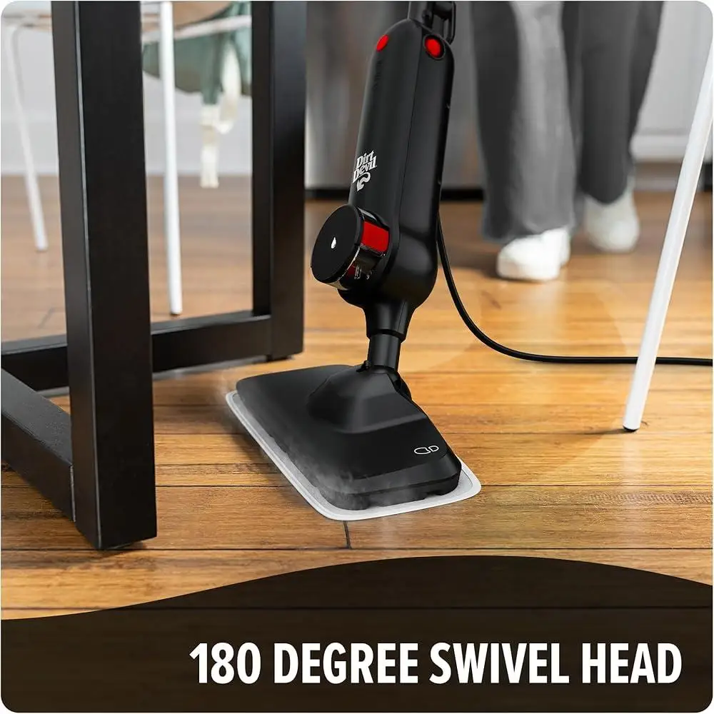 Dirt Devil Steam Mop Sealed Floors 100% Demineralized Water Quick Use Safe Cleaning Streak-Free 180 Degree Swivel Head